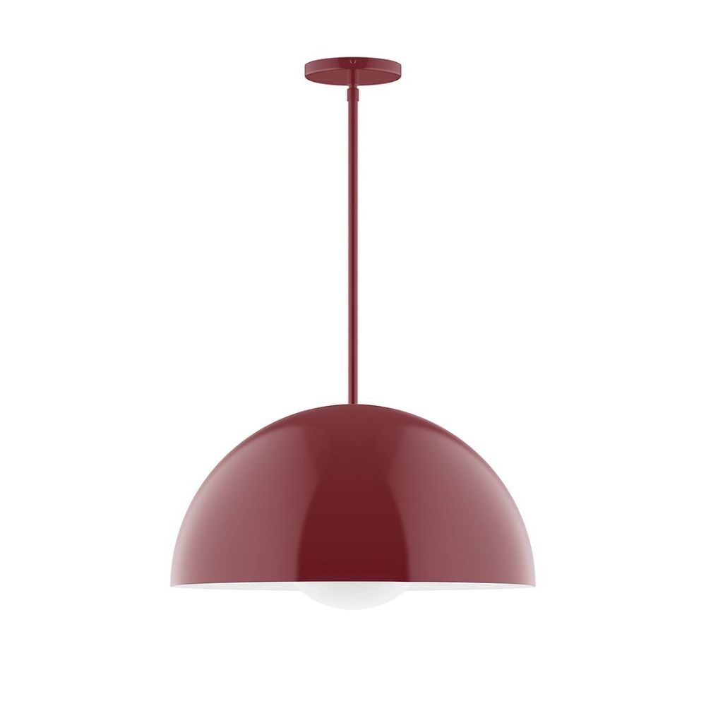 Montclair Lightworks STG433-G15-55 18" Axis Dome Stem Hung Pendant Barn Red Finish
